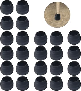 Protector Patas Sillas 24 Piezas Silicona Redonda Tacos para Patas de Sillas Negro 30-42 mm Tapones de Goma para Silla para Muebles-Sofás-Mesas