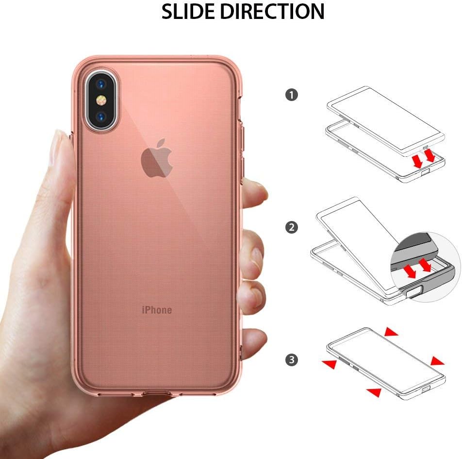 Ringke Air Designed for iPhone X Case, Lightweight Transparent Flexible TPU Cover for iPhone X Case, iPhone 10 (Not Compatible with iPhone Xs) - Rose Gold