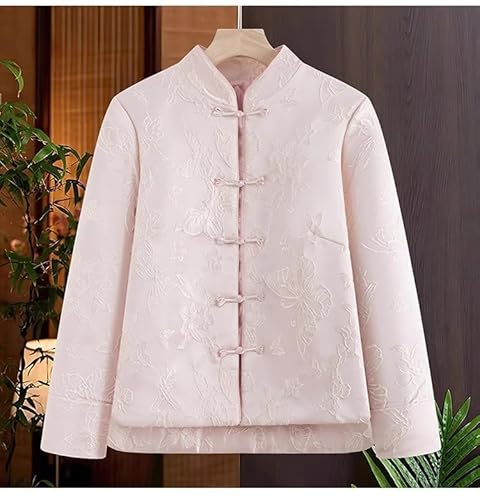 LIXINGHEITANG Women’s Pink Jacquard Coat – Stylish Medium Jacket with National Flair - Image 4