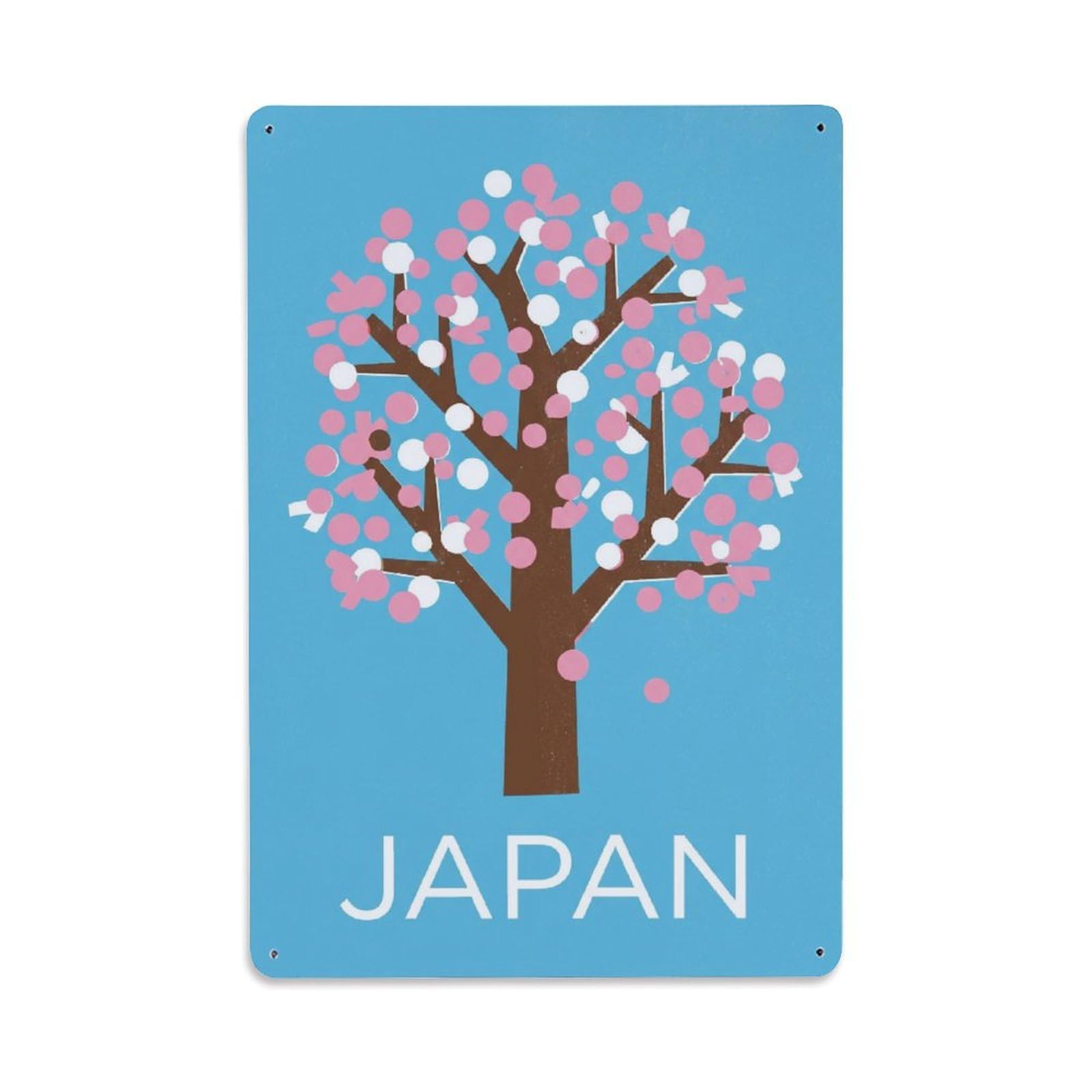 Metal Tin Sign Vintage Travel Japan Cherry