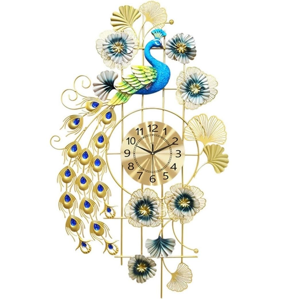 MYUYEE Farmhouse Vintage Clock Metal Wall Art Clocks Non-Ticking Silent Hanging Clock for Living Room for Bedroom Office,One Color-100 * 55cm (One Color-100 * 55cm)