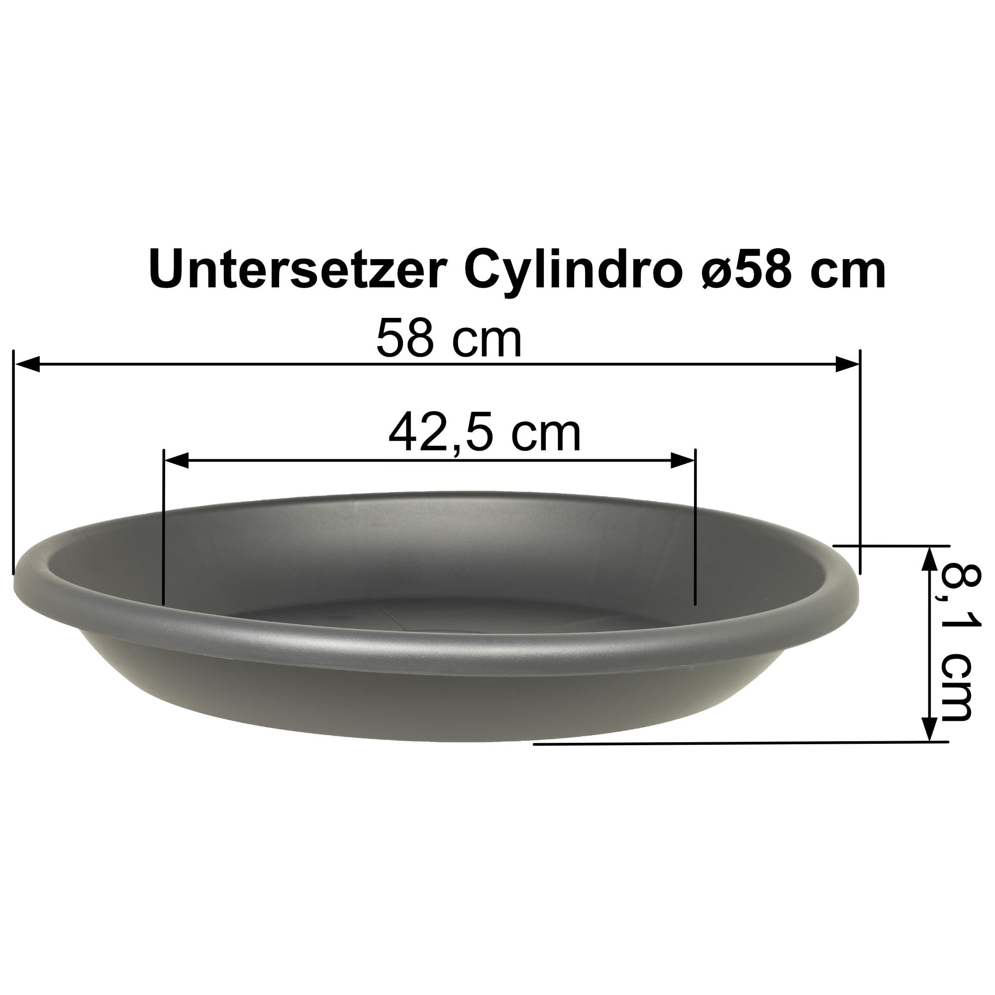 Mepra Lot de 2 Pots de Fleurs Cylindro + Soucoupe Assortie Set Kübel ø60 + US ø58 cm Anthracite