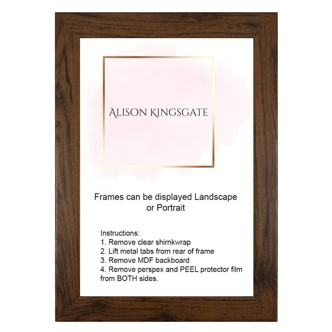 Modern Picture Frames - Multiple Colours & Sizes - Perspex Front & Wall Hanging Hooks - Poster/Photo/Wooden Frames (100 x 50 CM, Walnut)