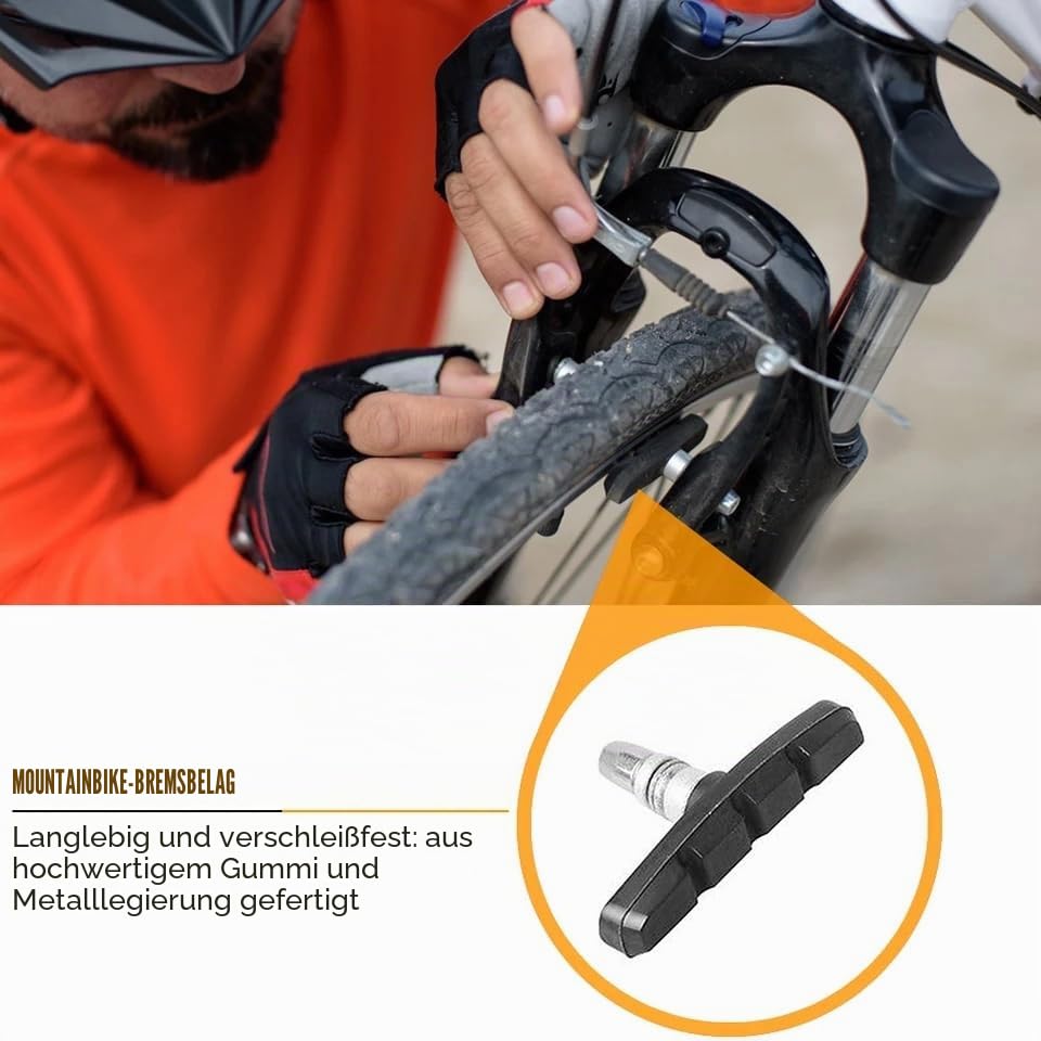 V-Brake Bremsbeläge,2 Paar Fahrrad Bremsbeläge mit Bolzen,Fahrrad Bremsbacken,Bremsklötze für V-Brake Bremsbacken, Bremsen Fahrradbremsen für MTB, Klötze Bremsschuhe Sport & Freizeit