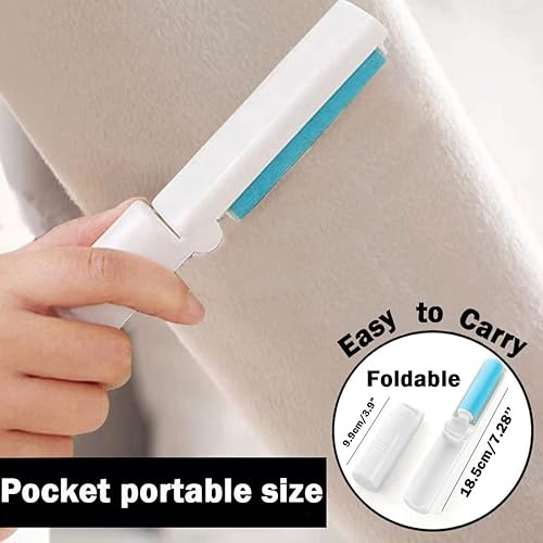 Miniatura 5 de Rodillo de pelusa lavable y reutilizable rodillo de pelusa grande de 8 pulgadas removedor de pelo de gato y perro con 3 asas extensibles juego de