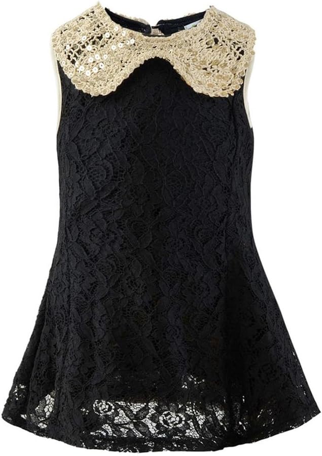 Baby Girl Princess Dress Sequins Collar Sleeveless Lace (Size6)