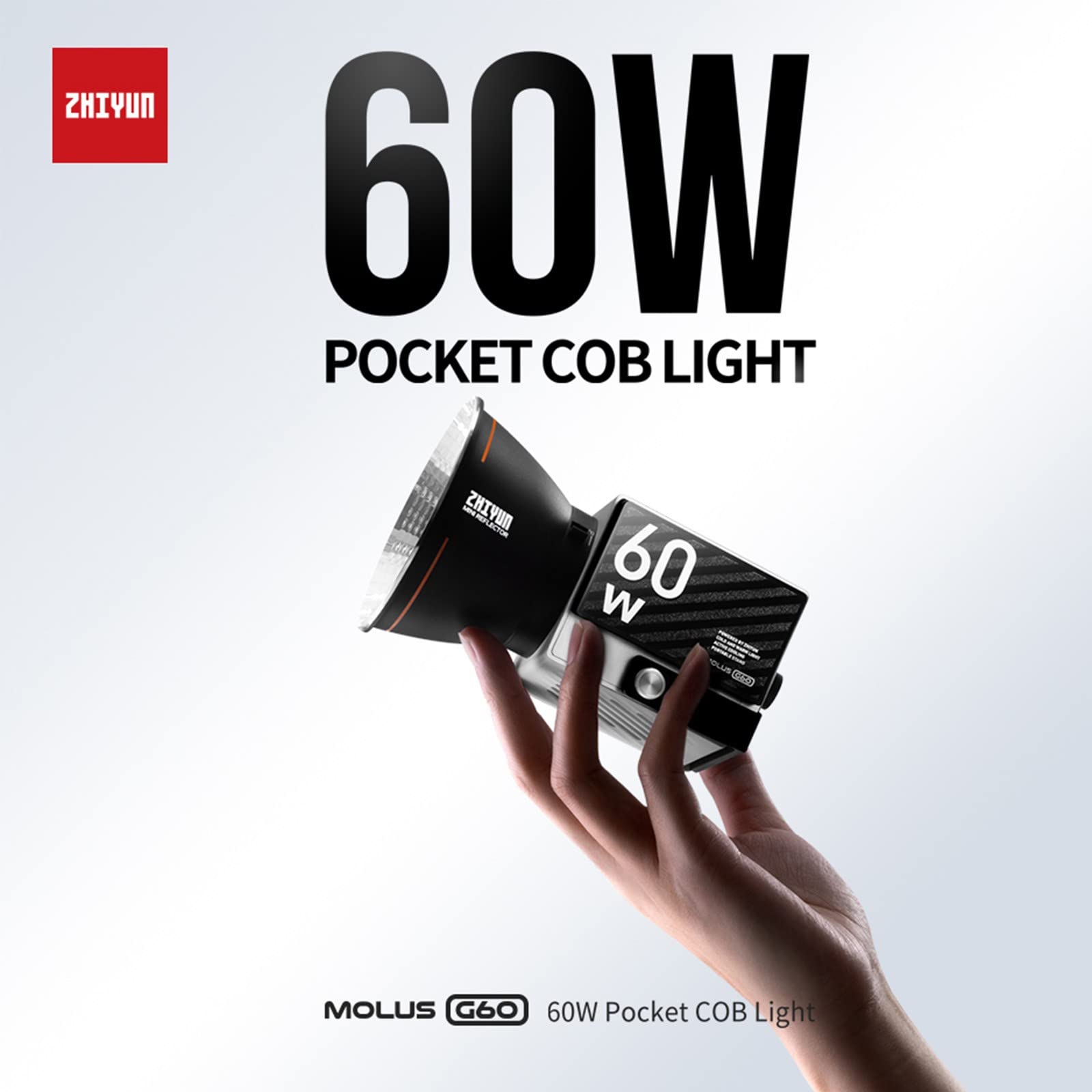 Luz de vídeo Zhiyun Molus G60, luz de estúdio portátil de 60 W
