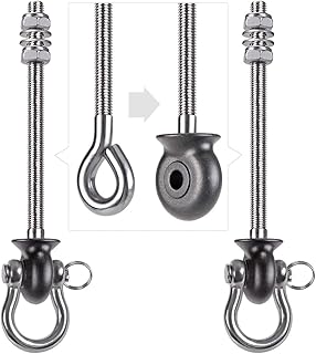 BeneLabel Set of 2 Permanent Rustproof Stainless Steel 304 Heavy Duty Swing Hangers, 1800lb Capacity, 180° Swing, 19cm
