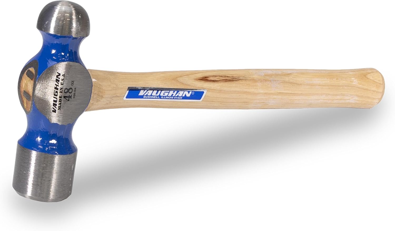 VAUGHAN Ball Pein Hammer, 48 oz, Hickory handle, American high carbon steel, TC848, VN16030