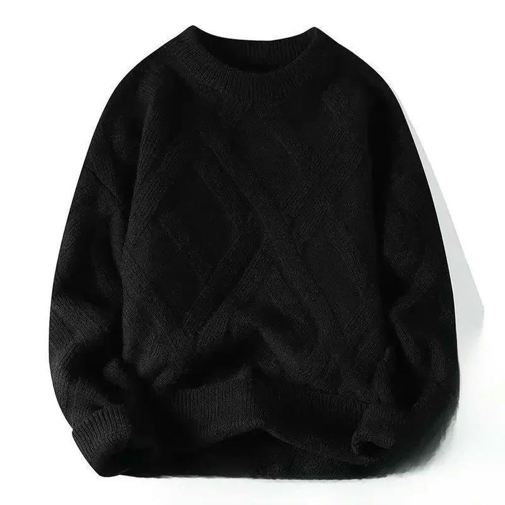 ZBDP Autunno Inverno Maglione Uomo Casual Largo Rosso Maglia Pullover Girocollo Strato Base Addensato Top Alla Moda per gli Uomini