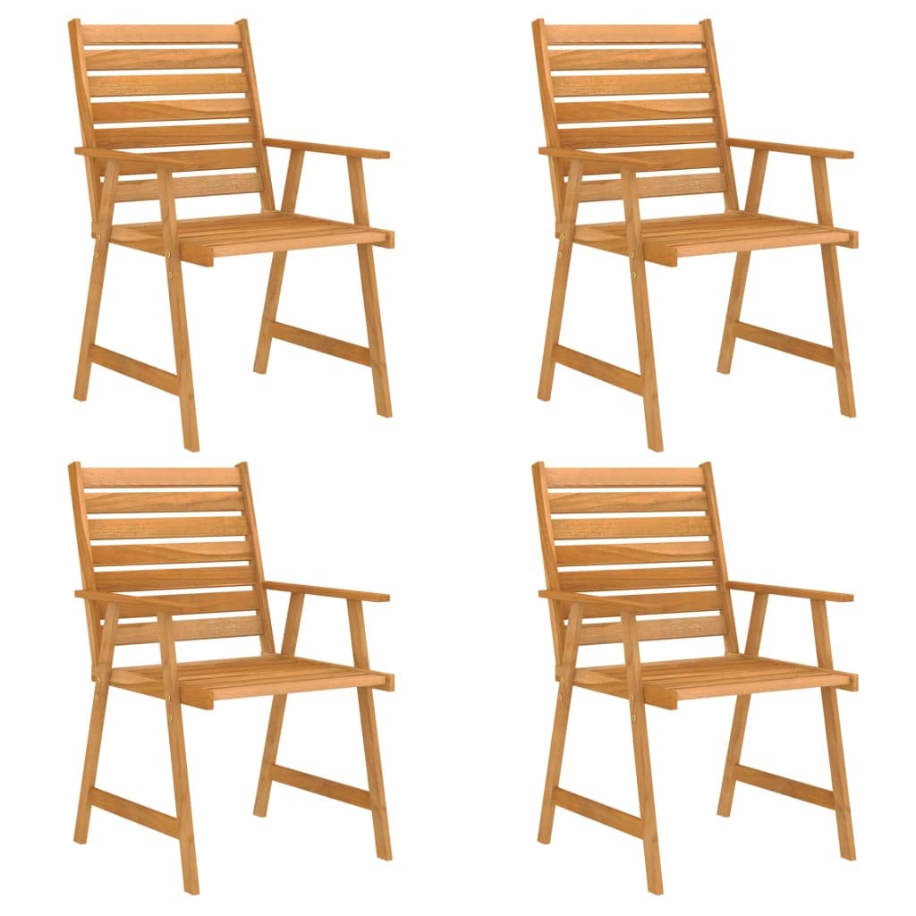 Juego de comedor de jardín de madera maciza de acacia con 1 mesa y 4 sillas, superficie aceitada para una fácil limpieza, ideal para patio y jardín, máx. 110 kg por asiento