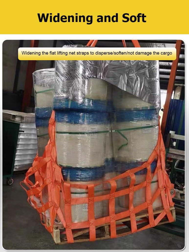 Cinghie di sollevamento di sicurezza quadrate da 1-4 m, rete di sollevamento piatta in poliestere for applicazioni industriali e marittime, carico e scarico(4m-2ton-20cm)