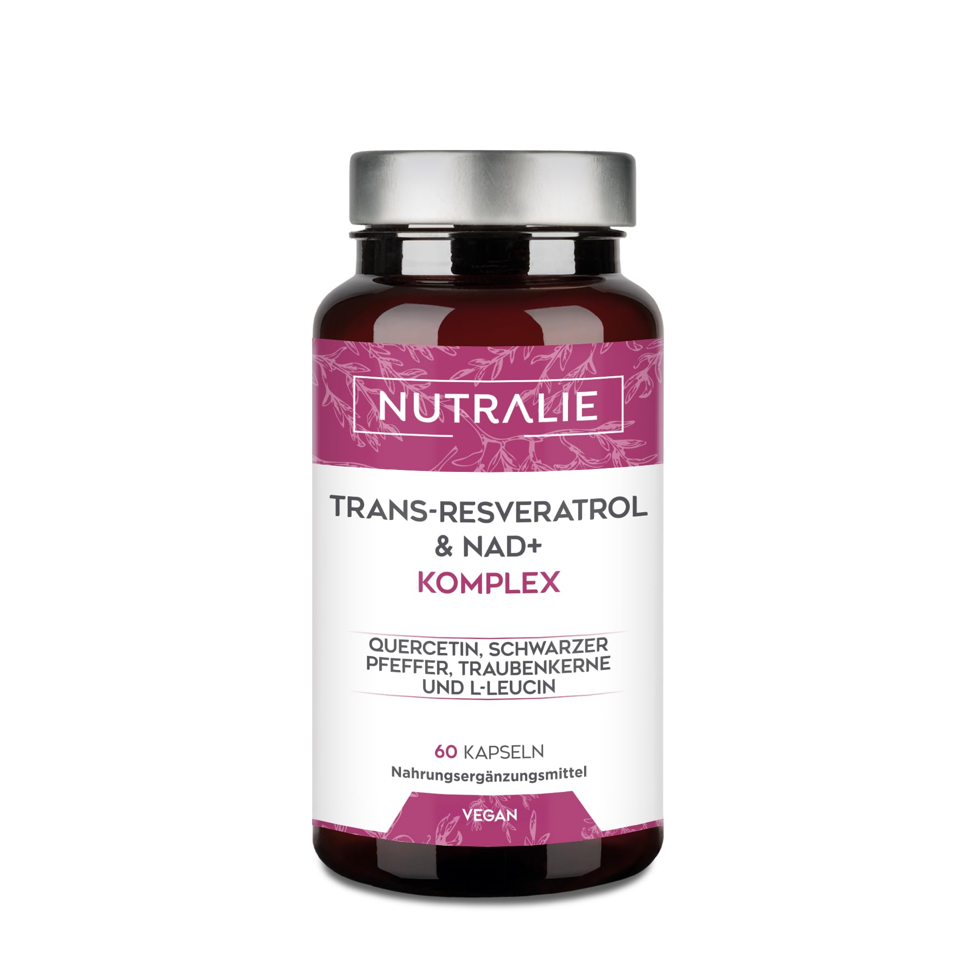 Trans Resveratrol NAD+ 686mg Komplex - Quercetin OPC Piperin und L-Leucin - 60 Kapseln Nutralie