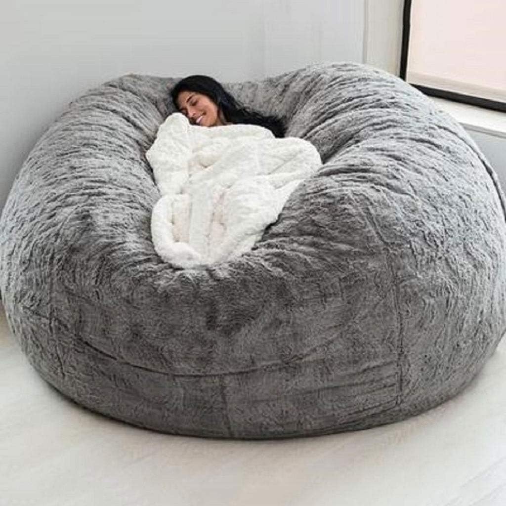 Removable and Washable Bean Bag Bedspread Living Room Furniture Lazy Sofa Cover Comfortable Home(Black)