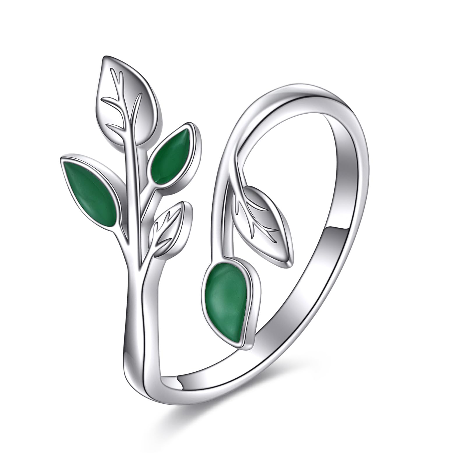 VONALA Blattring da donna, in argento sterling 925, regolabile, anello per pollice, foglia, regalo per donne, amici, famiglia