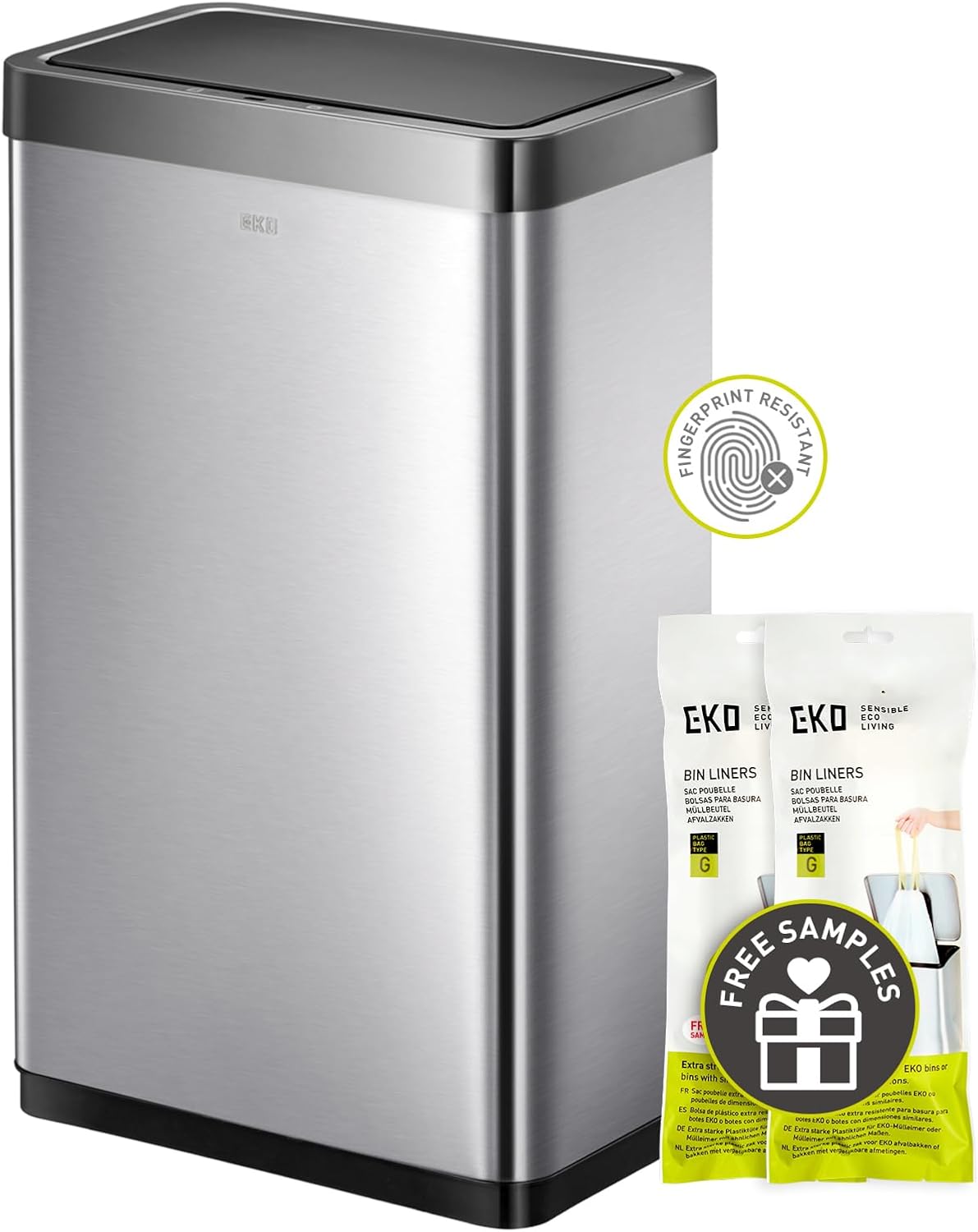 EKO Mirage X 80 Liter / 21.1 Gallons Motion Sensor Trash Can, Automatic Large Kitchen Trash Can Touchless, Stainless Steel