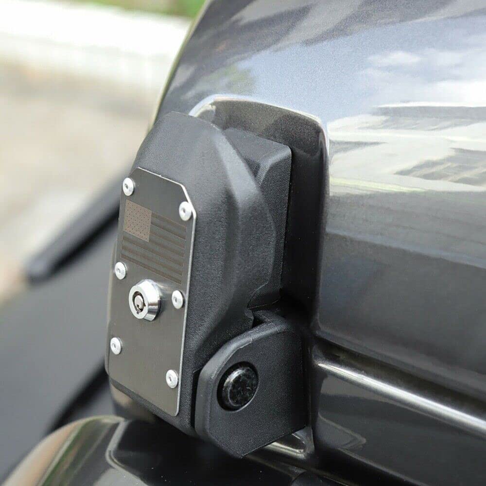 Pestillos de capó Kit de pestillos de Captura de Bloqueo de capó con candado y Llave para Jeep Wrangler JL y Jeep Gladiador JT 2018-2022,American Flag
