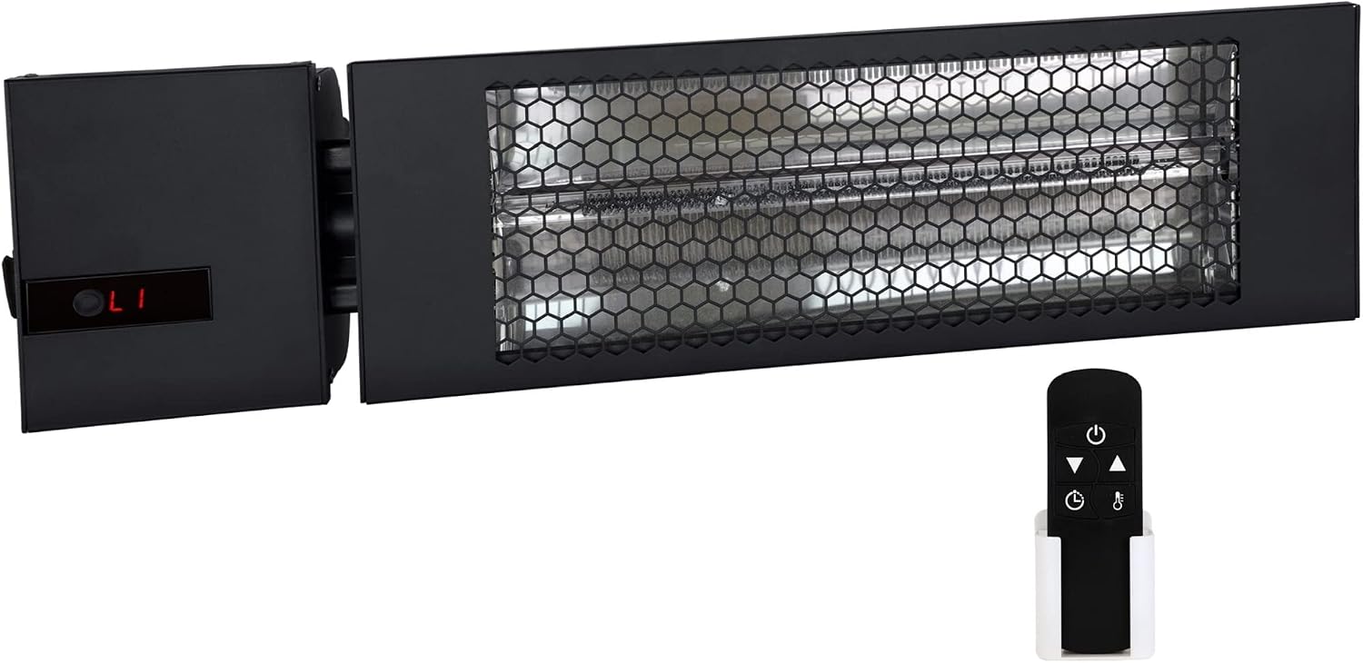 KING RK2415-RMT-BLK Electric Indoor/Outdoor Infrared Radiant Heater w/Remote, 24", 1500W / 240V