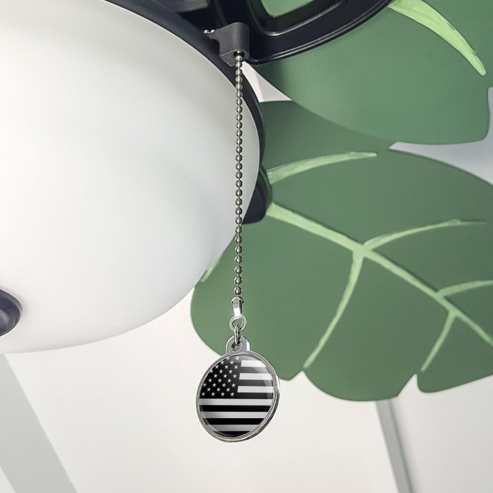 GRAPHICS & MORE Subdued American USA Flag Black White Military Tactical Ceiling Fan and Light Pull Chain