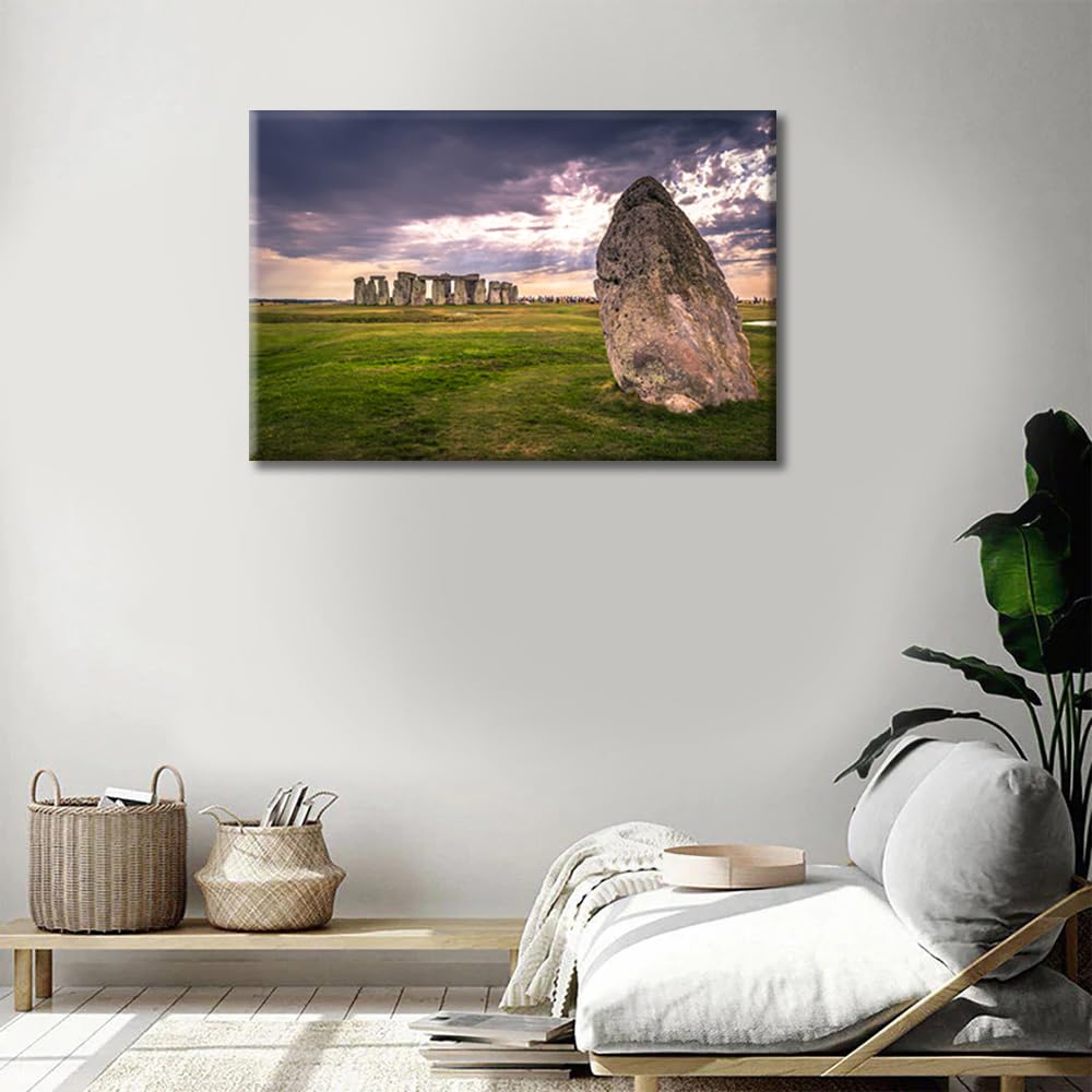 TISHIRON 1 Piece Wall Decor UK Natural Landscape Canvas Paintings Ancient Monument of Stonehenge England Pictures for Bedroom Bathroom - Image 4