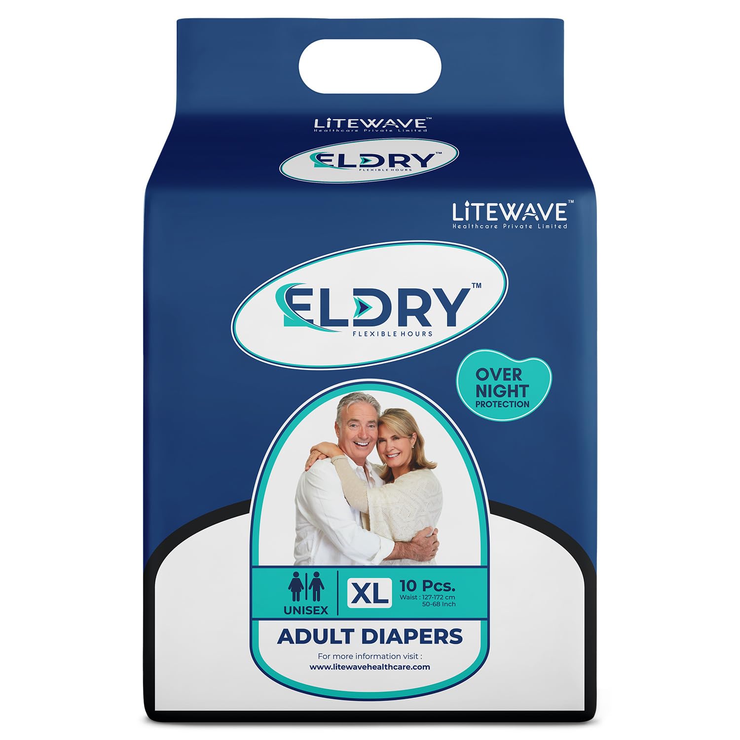 Adult Diaper, Tape Style, Extra Large (XL) Size, 10 Count, Unisex, Waist Size (50-68 Inch | 127-172 cm), Super Absorbent Core, Wetness Indicator, Overnight Protection, Pack of 1