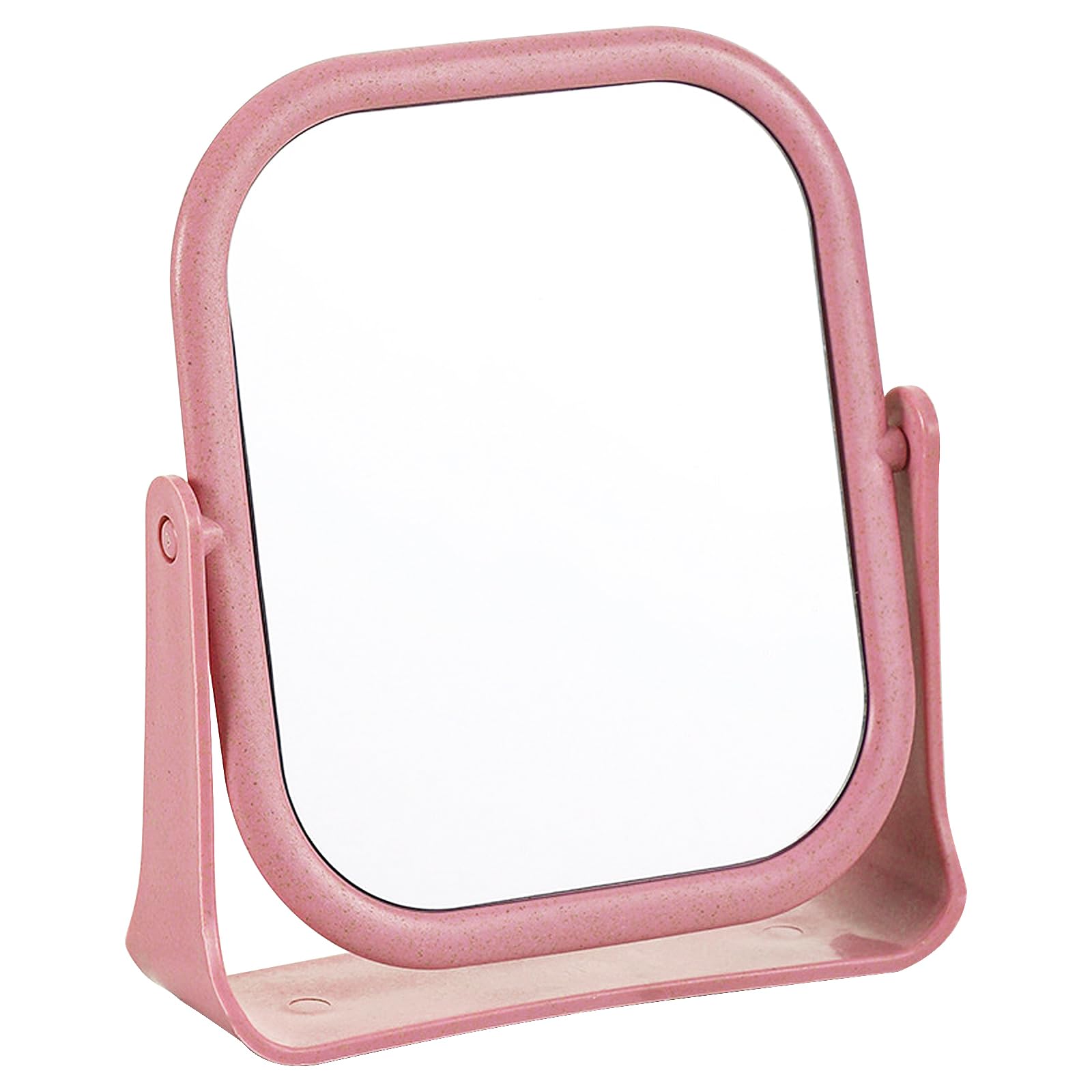 GmwyCzV Cosmetic Mirror, Square Standing Makeup Mirror, Small Table Mirror with 360° Rotation, 19.5 x 16 cm, Standing Mirror, Table Mirror for Dressing Table, Bedroom(Pink)