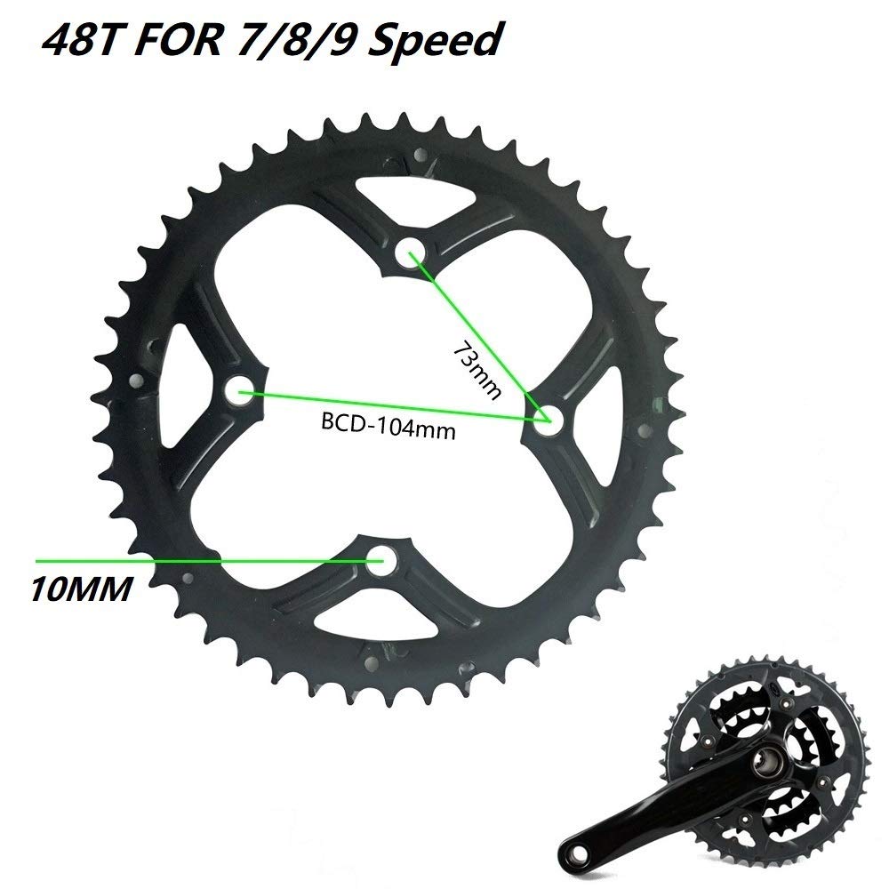 Pierścień łańcucha korbowego, mechanizm korbowy rowerowy ze stali węglowej 48T 104BCD Tarcza korba rowerowa łańcuchowy