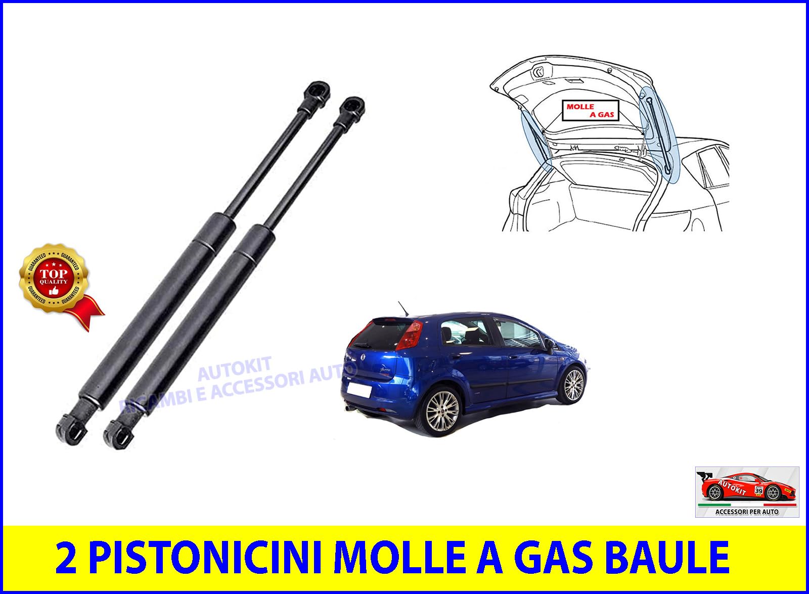 Punto Evo Molle Cofano Posteriore Per Fiat - 437mm, Forza 350N Ammortizzatori Portellone Posteriore - Foto 5