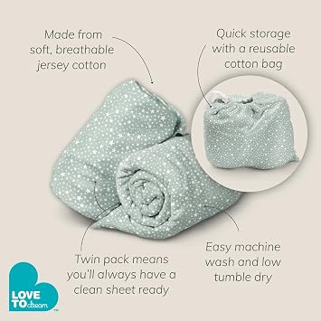 Love To Dream Fitted Crib Sheet Twin Pack, Dusty Pink