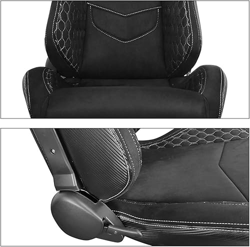 Miniatura 3 de IKON MOTORSPORTS - Par de asientos para vehículos de carrera universales con deslizador de doble bloqueo reclinables asiento izquierdo y asiento