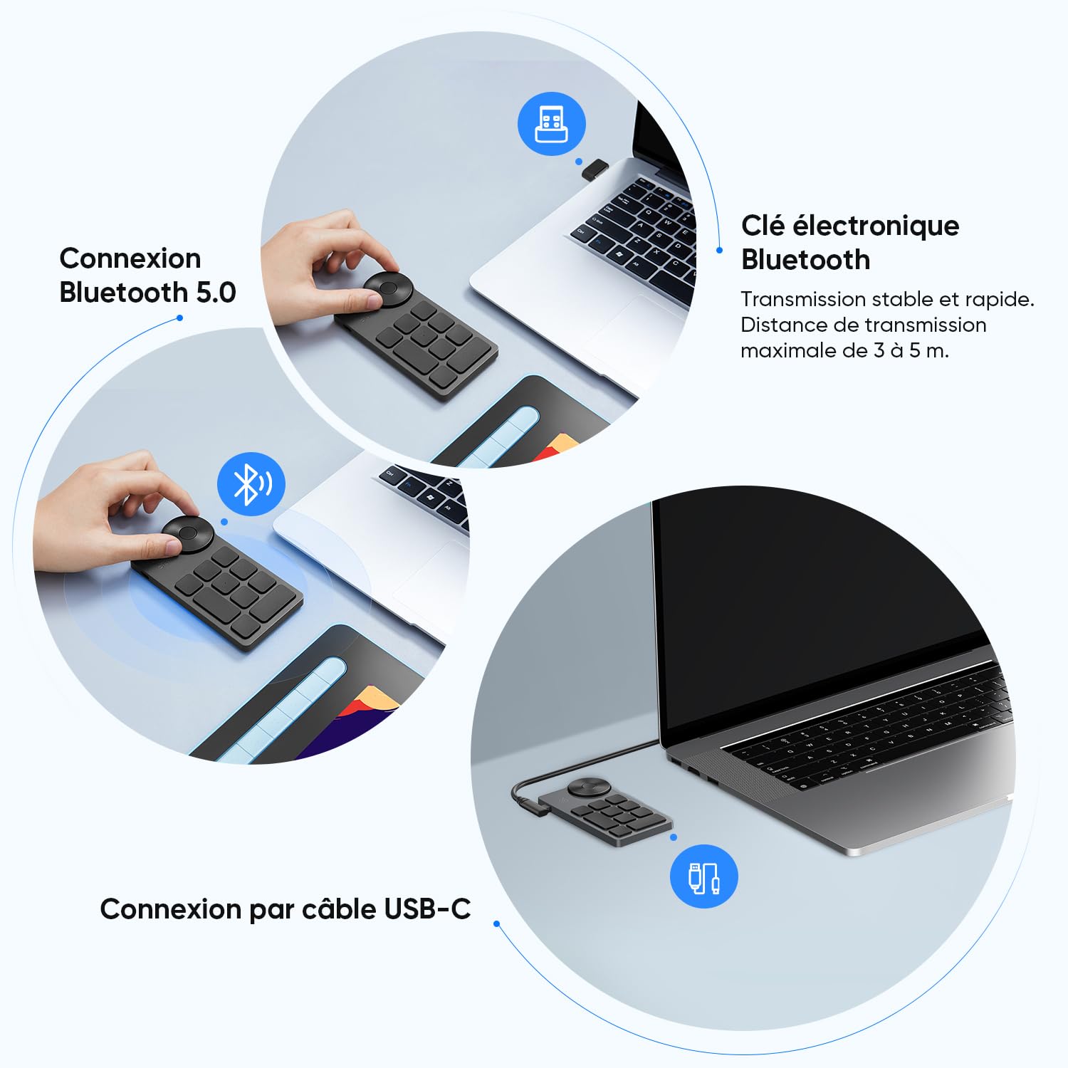 XP-PEN ACK05 Télécommande de Raccourci, Pavé Numérique Clavier sans Fil Portable avec Roulette et 10 Touches (Jusqu’à 40 Raccourcis Customisables), Convient pour Tablettes Graphiques et Ordinateurs