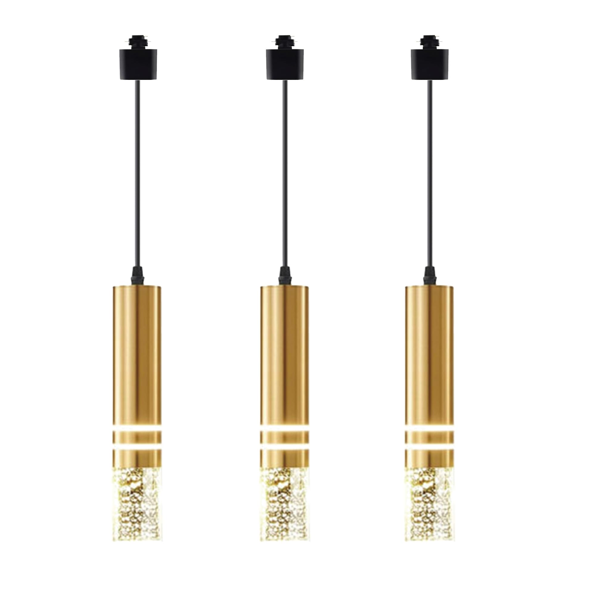Gold Track Pendant Lighting Includes 3 LED Lights 3CCT Dimmable,Vertical Kitchen Island Light, Elegant and Soft.