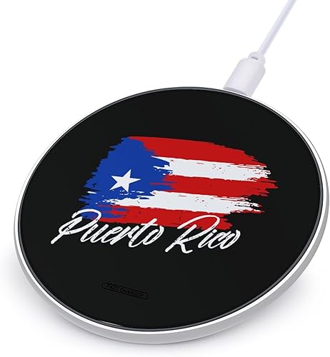 Puerto Rican Flag Wireless Charger Pad 10W Fast Charging Pad Compatible with iPhone 15 14 13 12 Series Samsung Galaxy Series
