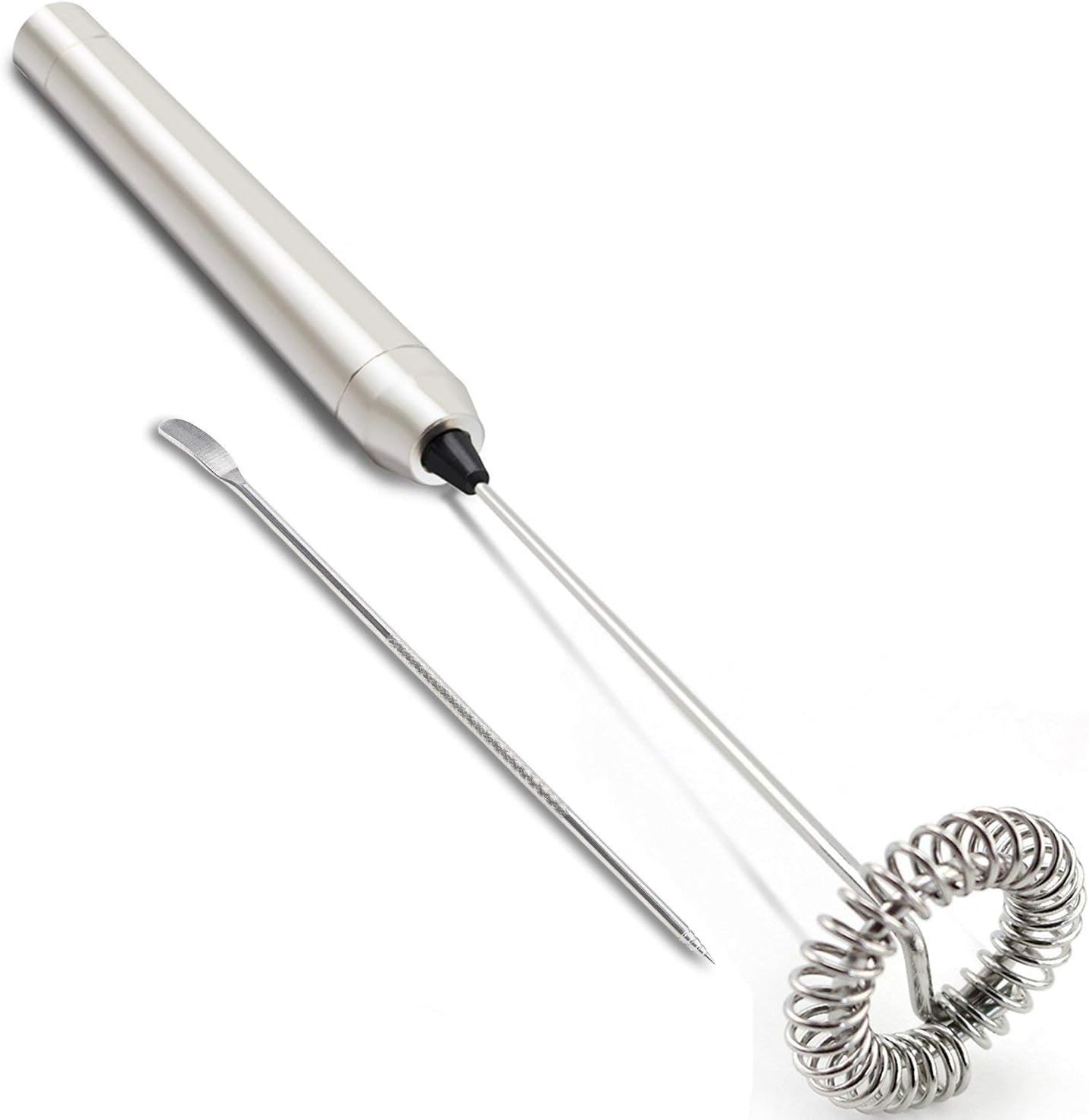 Stainless Steel Handheld Electric Milk Frother - Free Coffee Art Pen - Best for Frothed Latte, Cappuccino, Cocoa and Hot Chocolate - Drink Mixer - Foamer