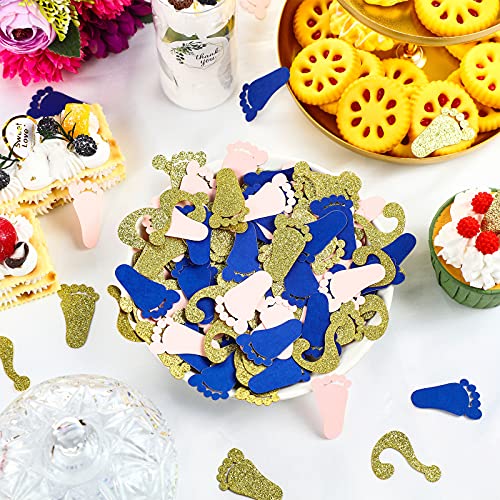 Gender Reveal Confetti For Baby Shower Baby Footprint Confetti Foot Print Question Mark Baby Sprinkles Decorations For Birthday Party Wedding Table Supplies, Pink, Gold, Dark Blue (200 Pieces) #TOP2