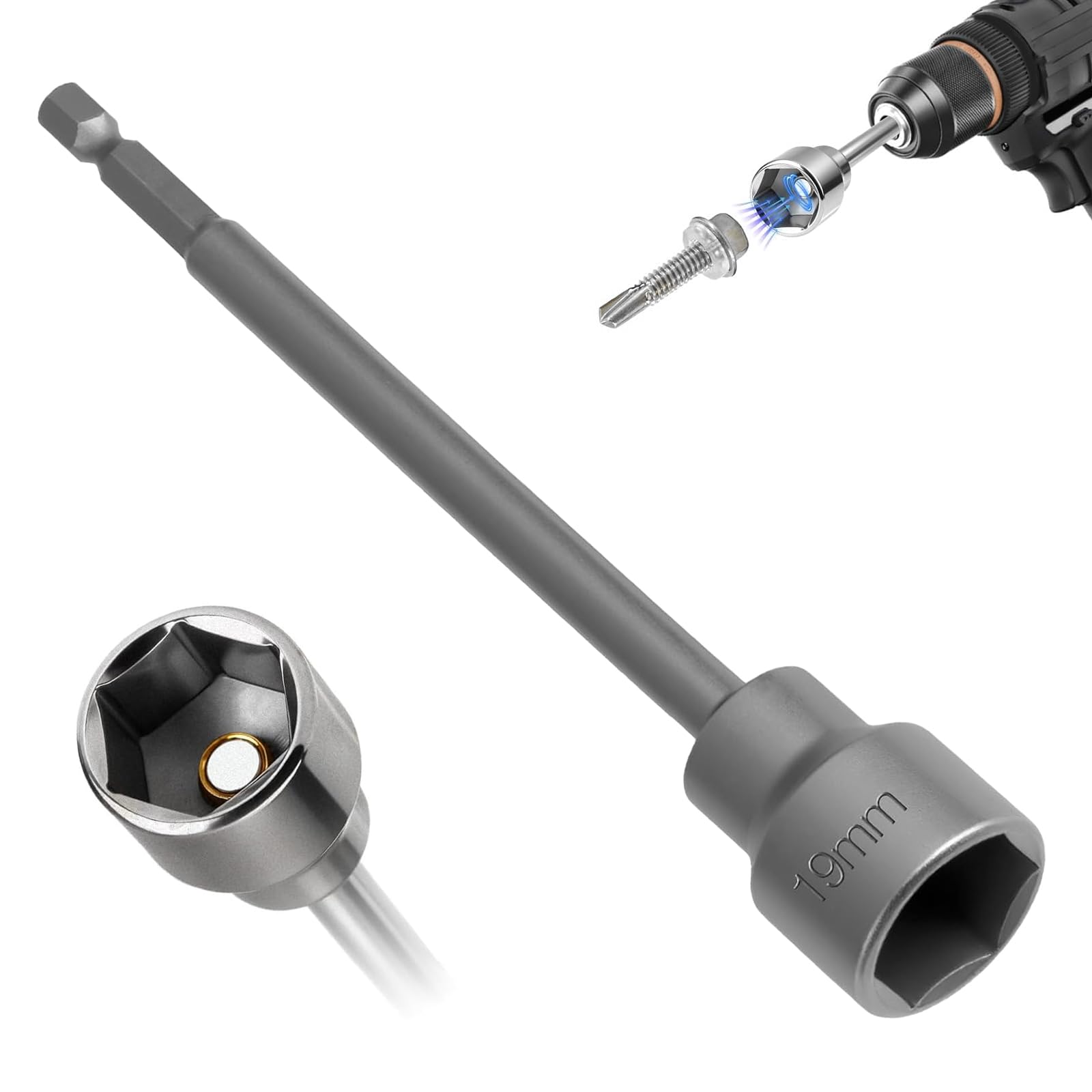 Caravan Leg Winder Drill Attachment,19mm Socket 15cm Extension Corner Steady Drill Adaptor for Caravans Mobile Homes