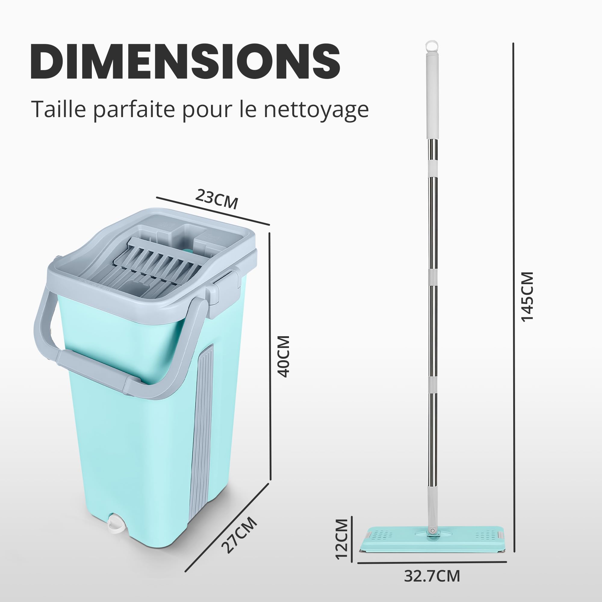 JUPPLIES Seau Serpillère avec Essoreur Double Compartiment 7,5L