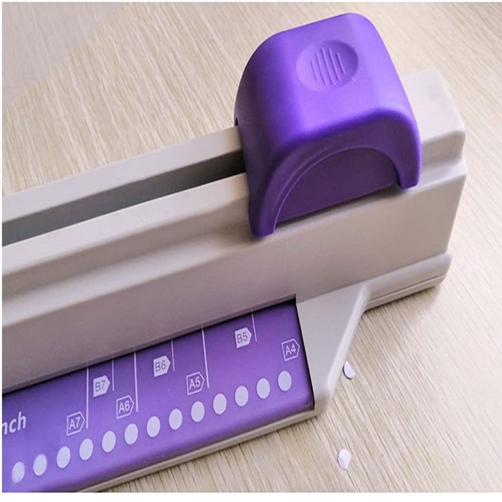 1 perforadora de papel de 30 agujeros, ligera, con 30 agujeros, plástico violeta, 30 agujeros, A4, B5, A5, A7, B7, A6, B6, capacidad de 5 hojas, perforadora de papel