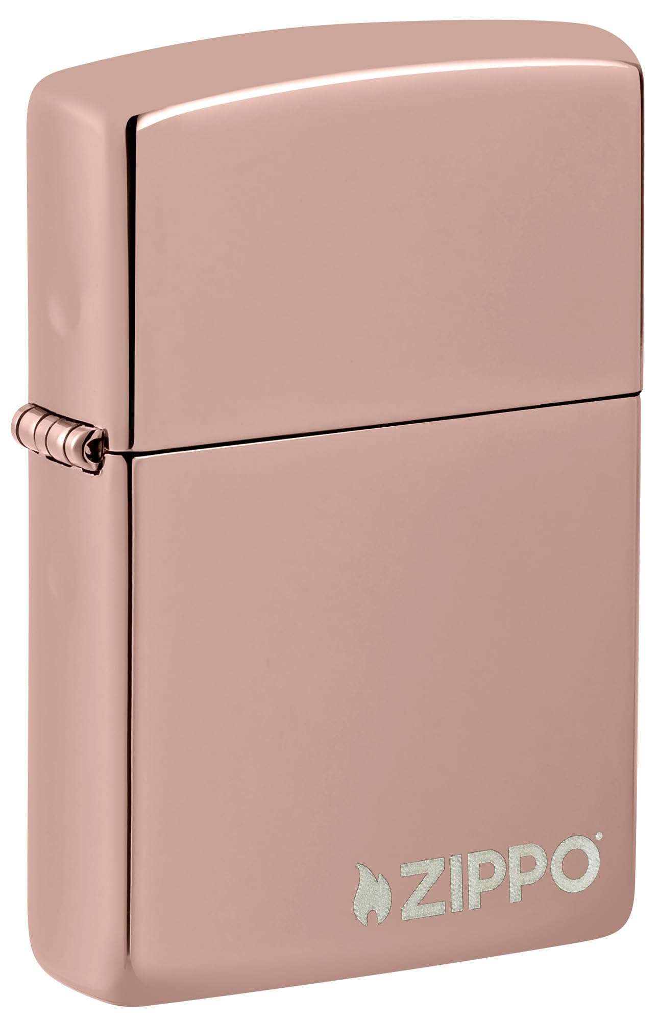 Zippo - Briquet tempête avec Logo, Or Rose Haute Brillance, modèle de Base, Gravure Laser, Rechargeable, réutilisable, Design Coupe-Vent, boîte Cadeau, fabriqué aux États-Unis