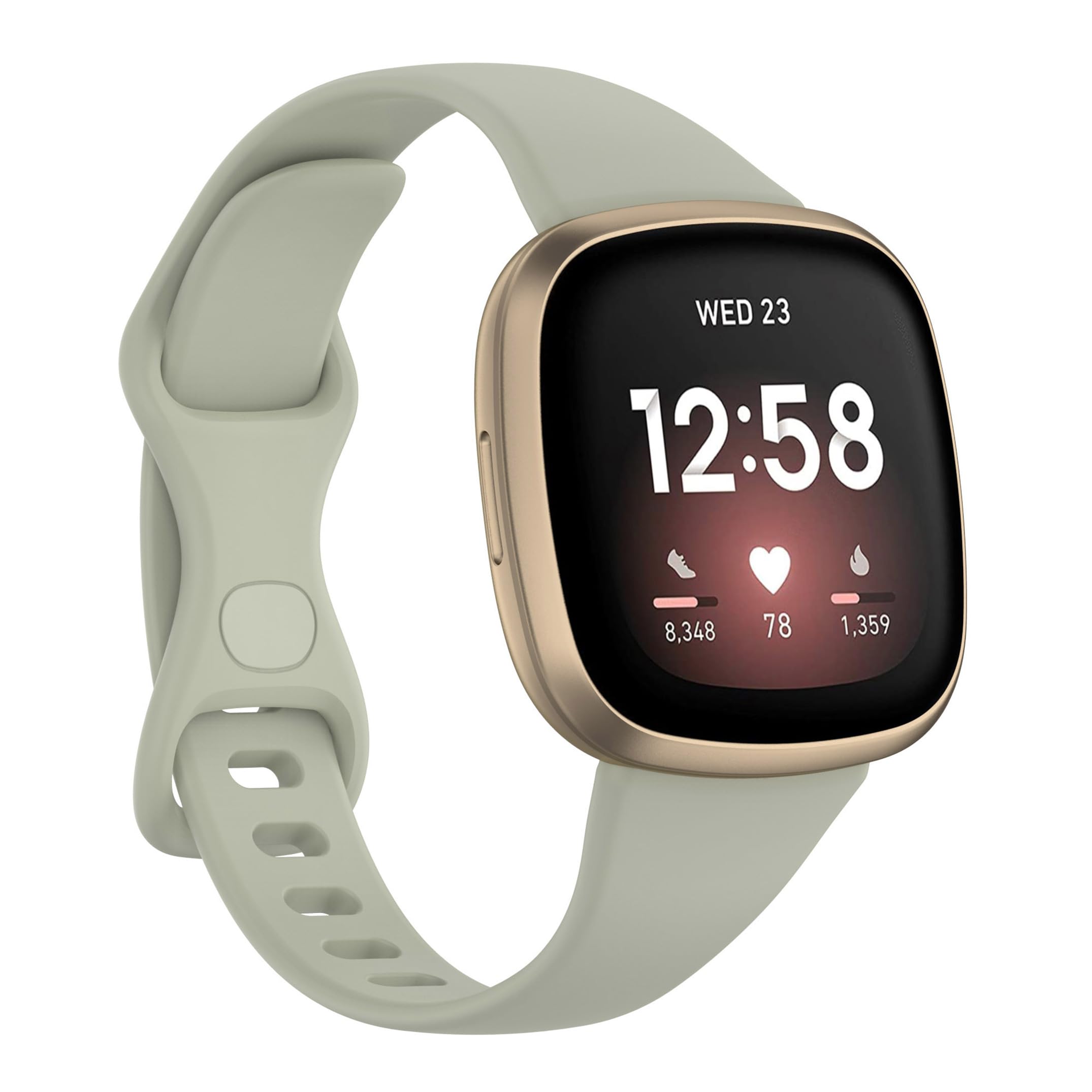TopPerfekt Slim Strap Compatible with Fitbit Versa 4 Women Men, Adjustable Soft Silicone Sport Replacement Watch Band Wristbands Bracelet for Fitbit Versa 4/Versa 3/Sense/Sense 2 (L-Rock Grey)