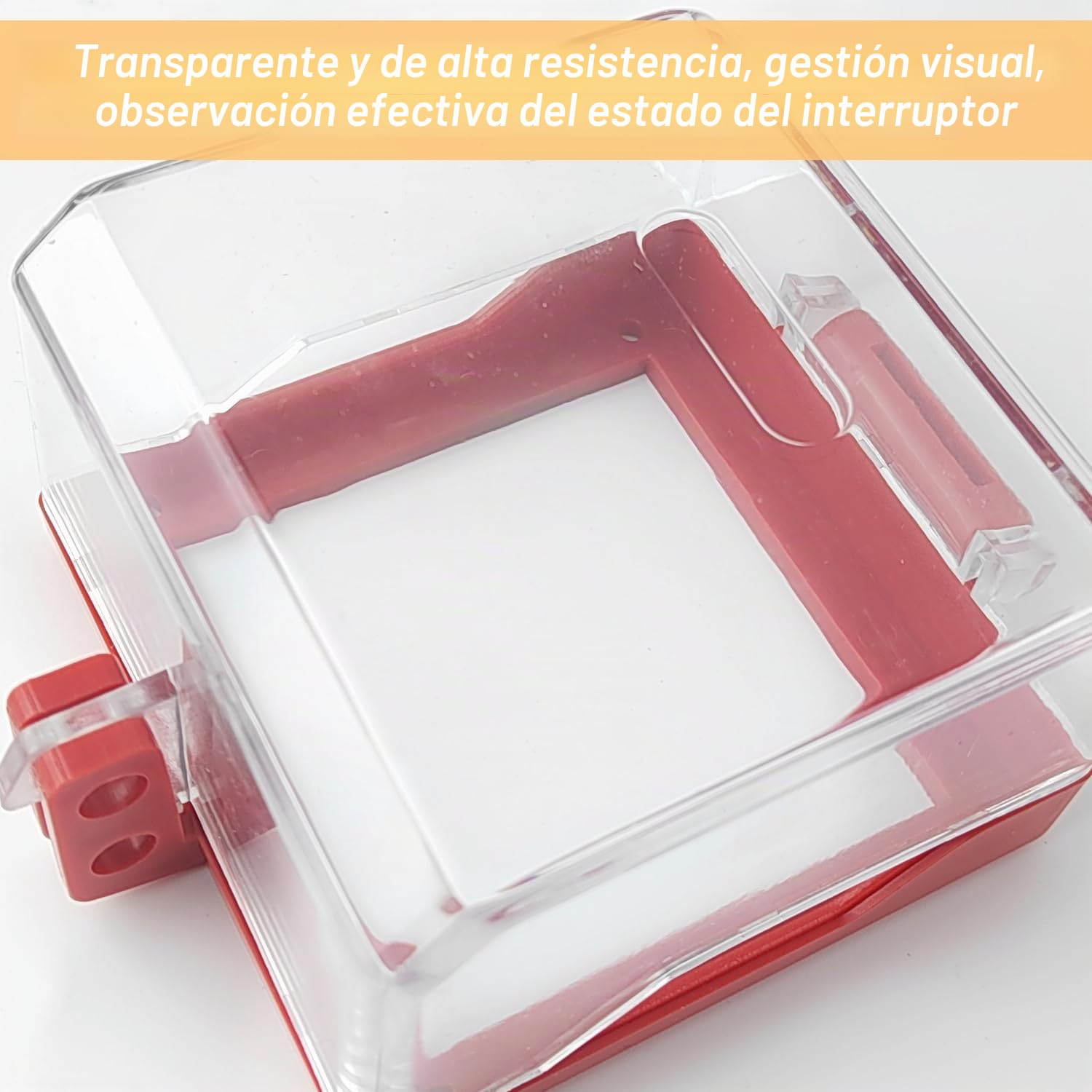 Tapa de Botón de Parada de Emergencia, Protección de Interruptor Bloqueable con Tornillos y Adhesivos, Protección Transparente de Interruptor Pulsador, para Interruptores (Rojo)