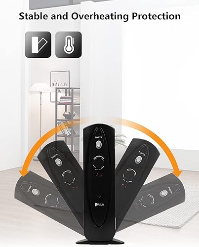 Miniatura 4 de Mini calentador de espacio lleno de aceite, calentador eléctrico con temperatura ajustable, potente calefacción de 700 W para dormitorio, oficina,