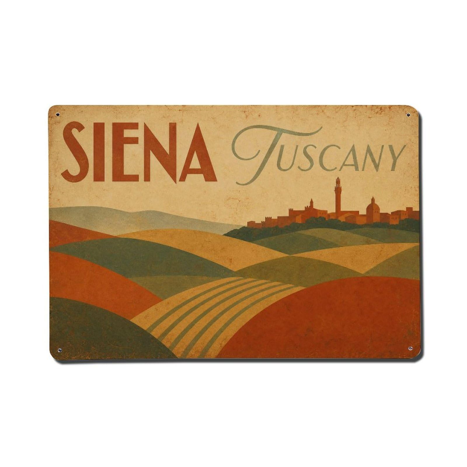 Huiyhb 8X12inch(20X30cm) Vintage Travel Siena Tuscan Hills Rolling Landscape Italy Metal Tin Sign