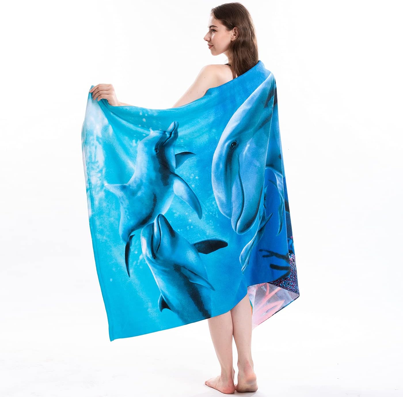 RYGAR Oversized Beach Towel Extra Large Beach Blanket Towels Portable Ultra Soft Super Water Absorbent Microfiber Striped Swim Bath Towels for Girls Women Adults 40x70 inch (Blue, 40×70")