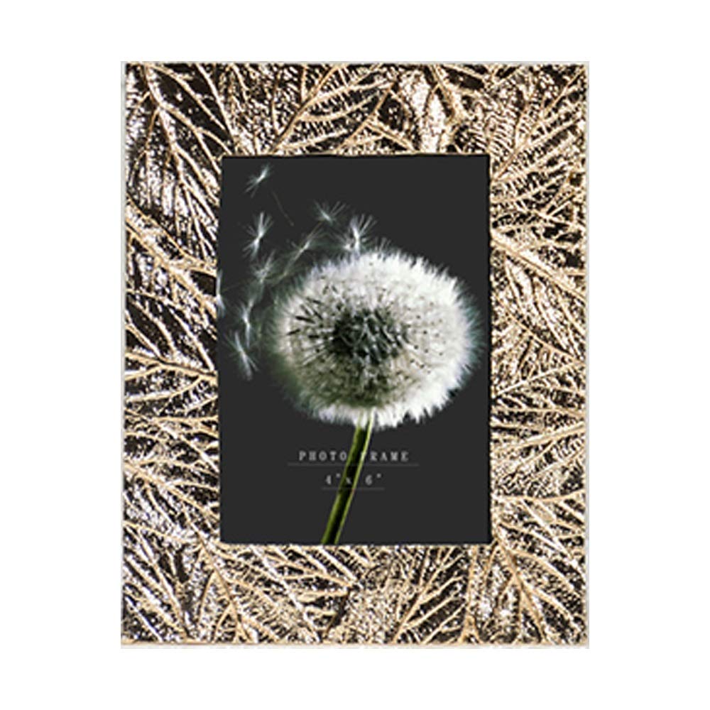 Photo Frame European Style Creative Leaf Metal Photo Frame Home Desktop Decoration for Bedroom Office for Photos Artwork(7 inches)