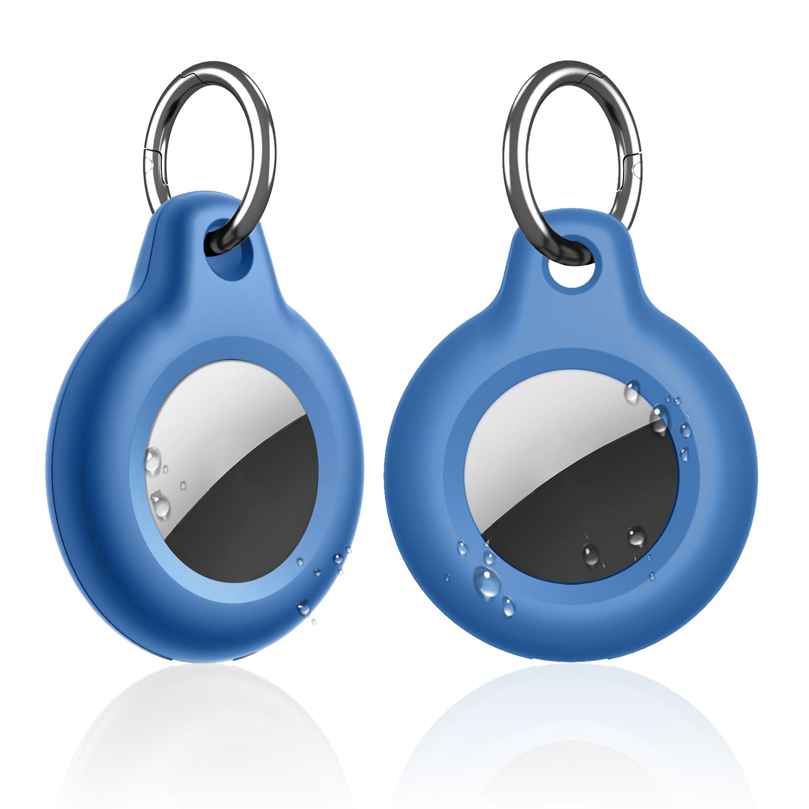 SUPFINE Design for Airtag Holder Waterproof,2 Pack Air Tag Keychain,Full Body Protective Tracker Case with Loop Key Ring for Apple Tags,IPX8 Cover for Wallet,Luggage,Cat,Dog,Pets,for Item Finder(Blue)