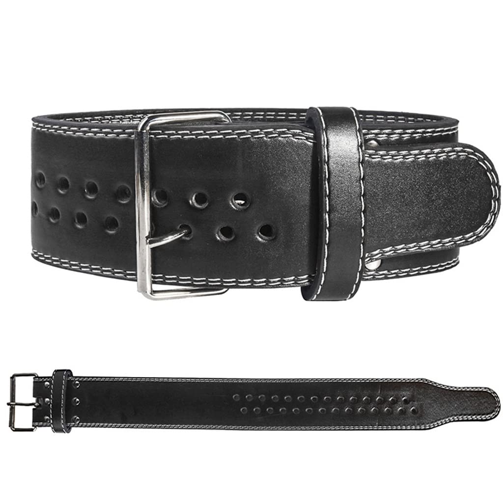 Ceinture d'haltérophilie réglable en cuir 10,2 cm rembourrée 10 trous Gym Fitness Bodybuilding Workout for Squats Deadlifts Support lombaire for le dos Exercice Équipement de musculation, Noir ( Size