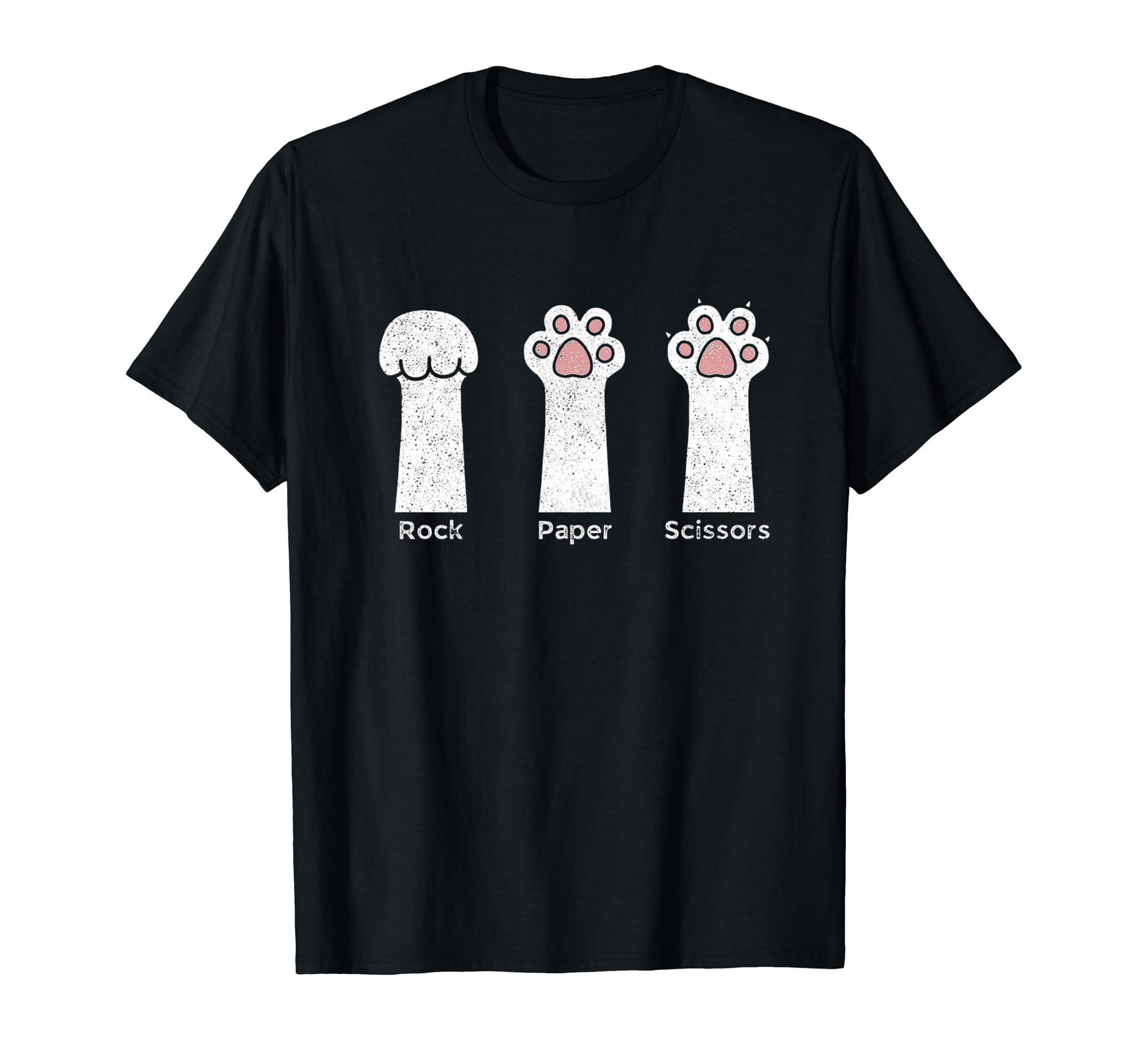 Distressed Cat Lover Owners Rock Paper Scissors Cat Paws T-ShirtOEKO-TEX STANDARD 100