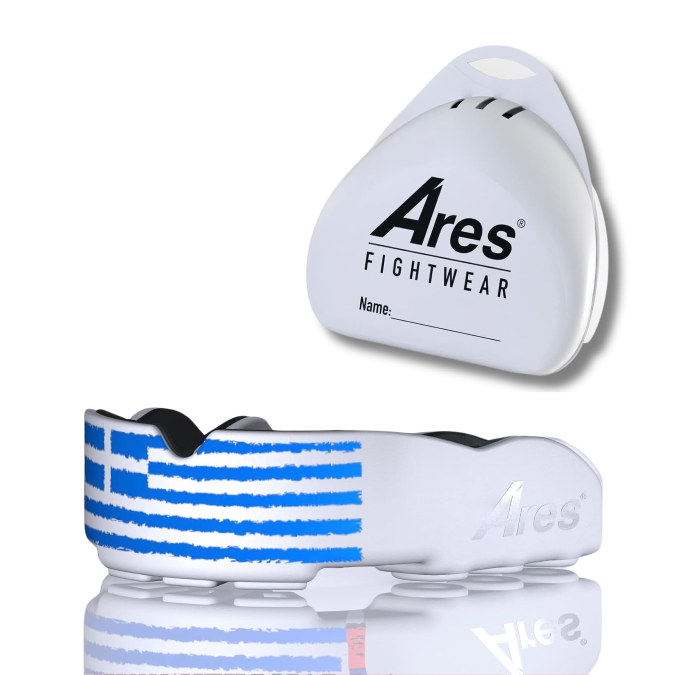 Ares Fightwear Max Mouth Guard, Greece - Ideal for Martial Arts, Boxing, MMA & Hockey, Adult, BPA-Free, Optimal Fit & Protection, Includes Storage Box