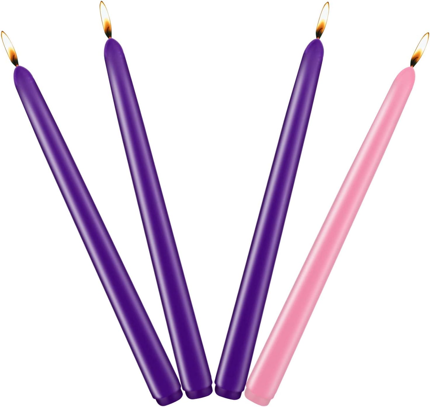 CoCo-Life Christmas Advent Candles, Dripless and Smokeless Tapered Candlesticks for Seasonal Celebration, 4 Pack - 3 Purple and 1 Pink, 8 Hours Burn : Home & Kitchen